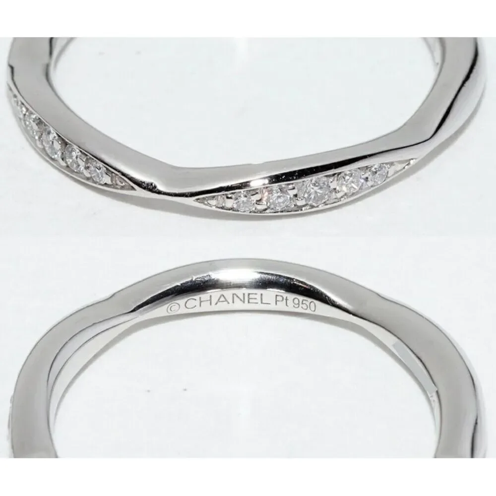 Chanel Camelia Pt950 Diamond Ring Size 8
